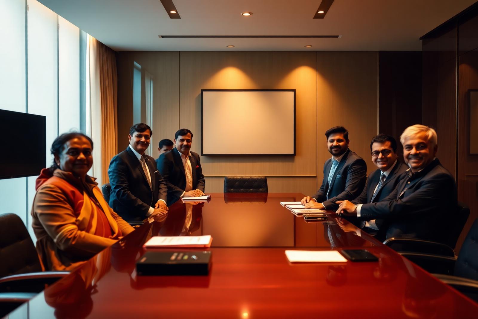 Astrotel Group leadership team in discussion at the Kanpur head office
